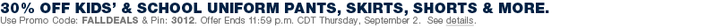 25% off all pants, shorts, skirts & skorts