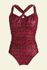 Lands' End Women's TrimLine Foulard Print Twist Back Tank Swimsuit