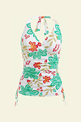 Lands' End Women's Beach Living Paradise Floral Adjustable Halter Tunic Swim Top 