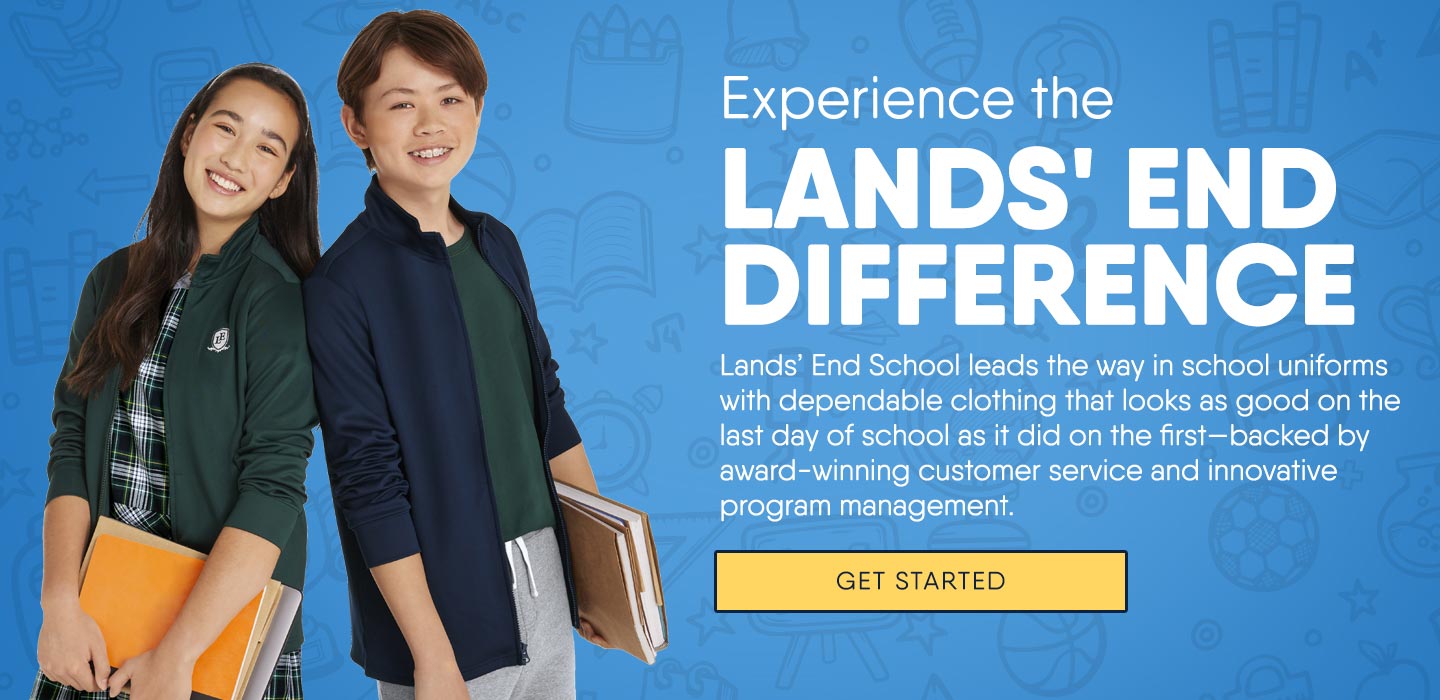 Students wearing Lands’ End school uniform