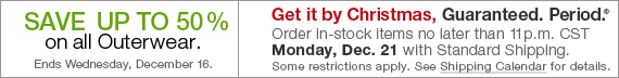 Get it by Christmas | Save up to 50% on all outerwear