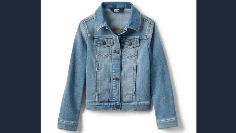 Light blue denim jacket.