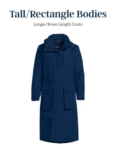 Women's blue squall stadium maxi coat for tall, rectangle bodies.