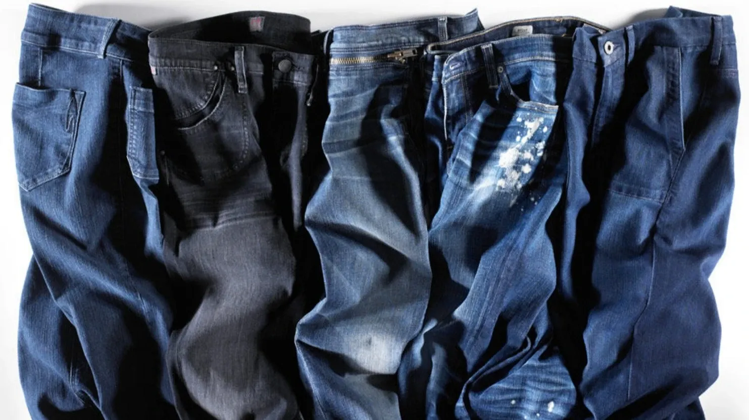 Five pairs of Lands' End women's jeans.