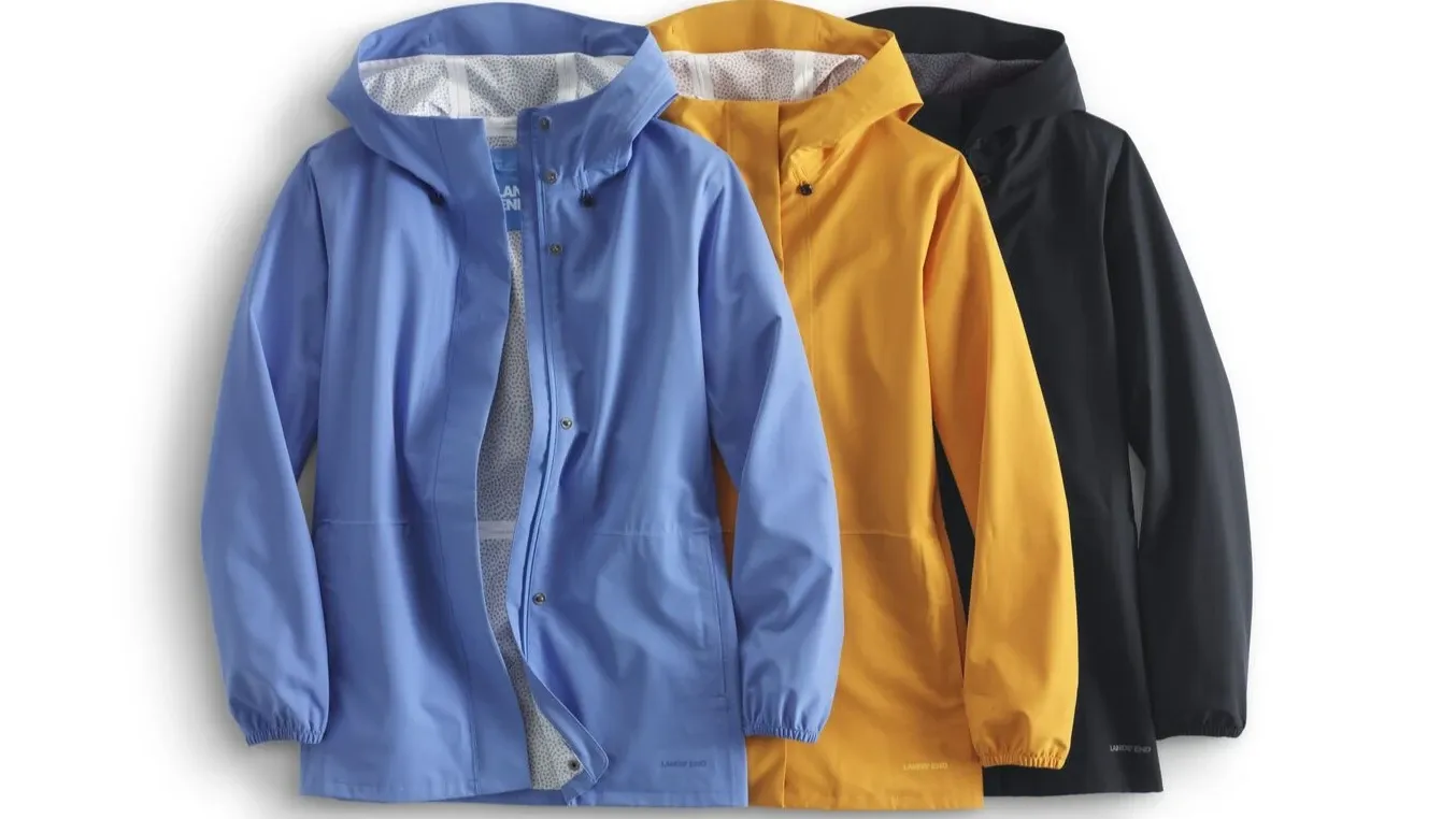 Three rain jackets.