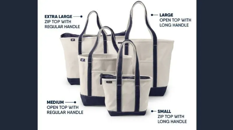 Four small to extra-large canvas pocket totes with different features.