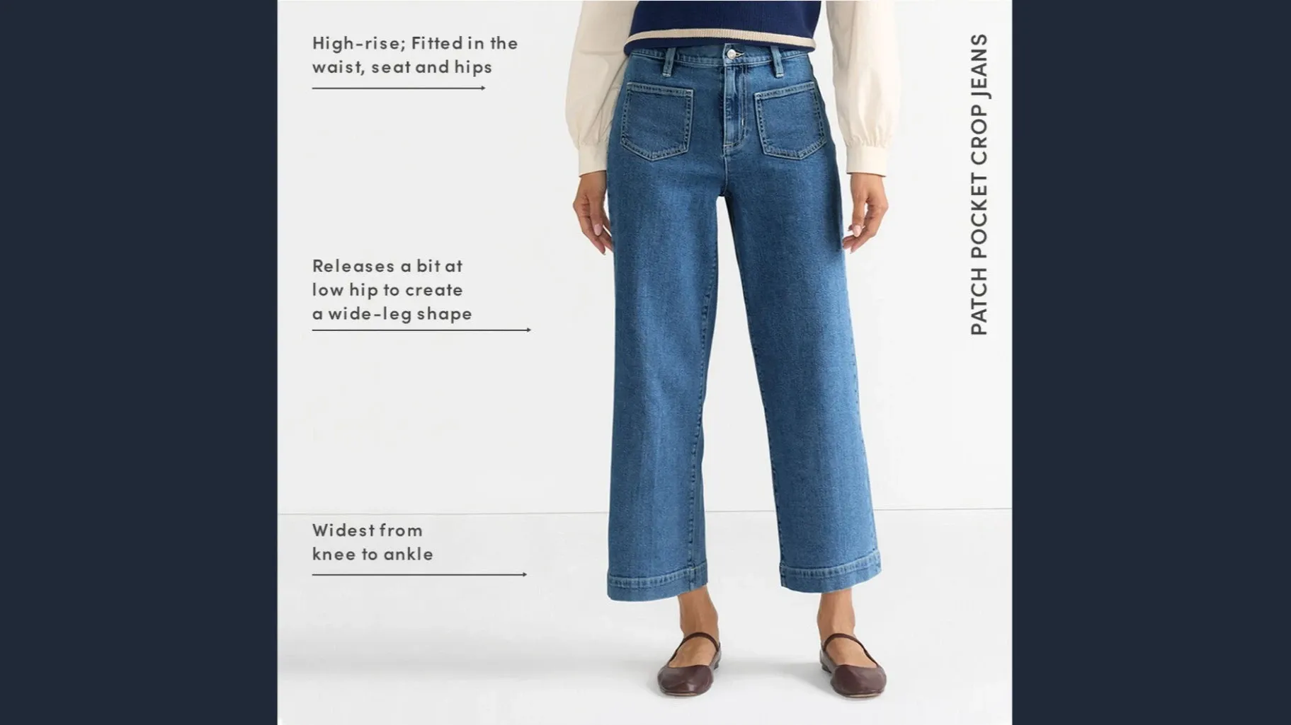 Women's Patch Pocket Crop Jeans.