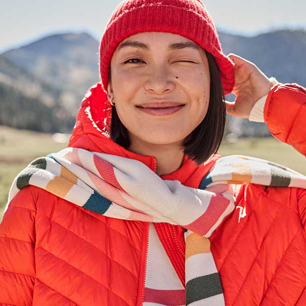 Woman wearing puffer jacket