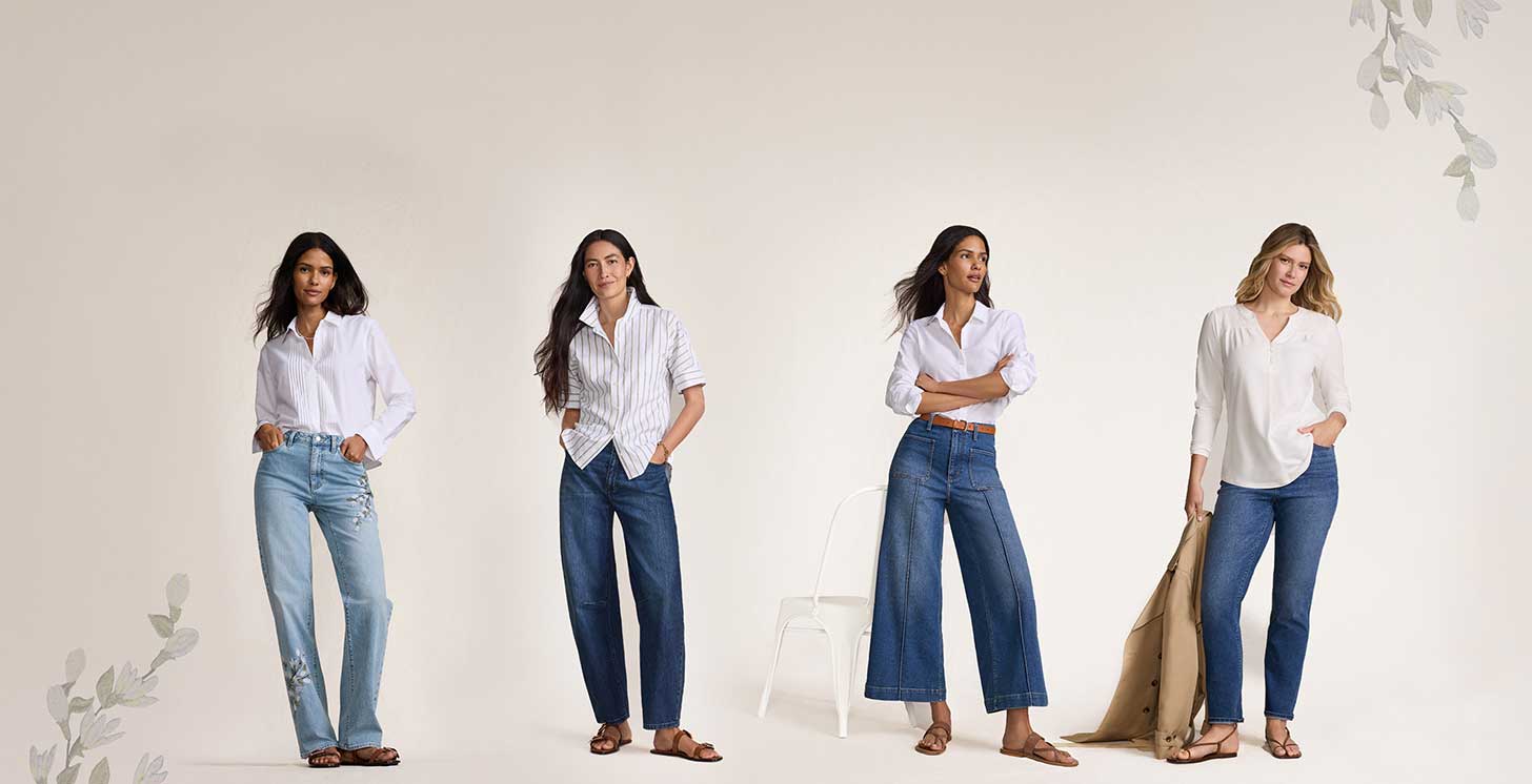 Women wearing assorted denim