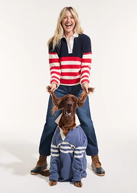 Woman wearing a sweater and jeans