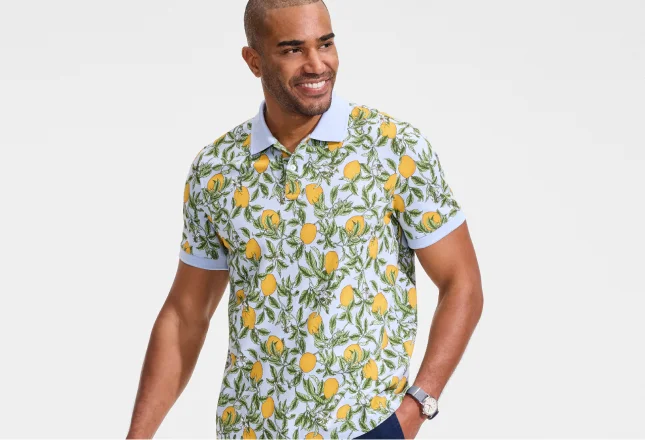 Man wearing a patterned polo