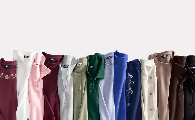 A variety of Serious Sweats in different colors and patterns.