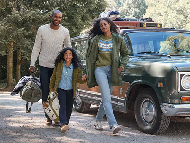 A family going camping in the great outdoors.
