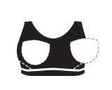 Diagram of a swim bra with removable soft cups