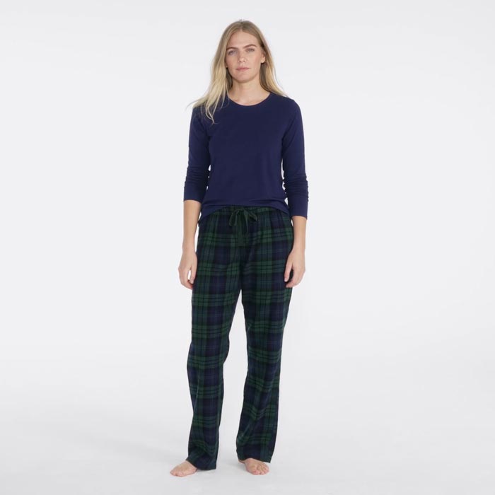 Women's Pajama Set Knit Long Sleeve T-Shirt and Flannel Pants