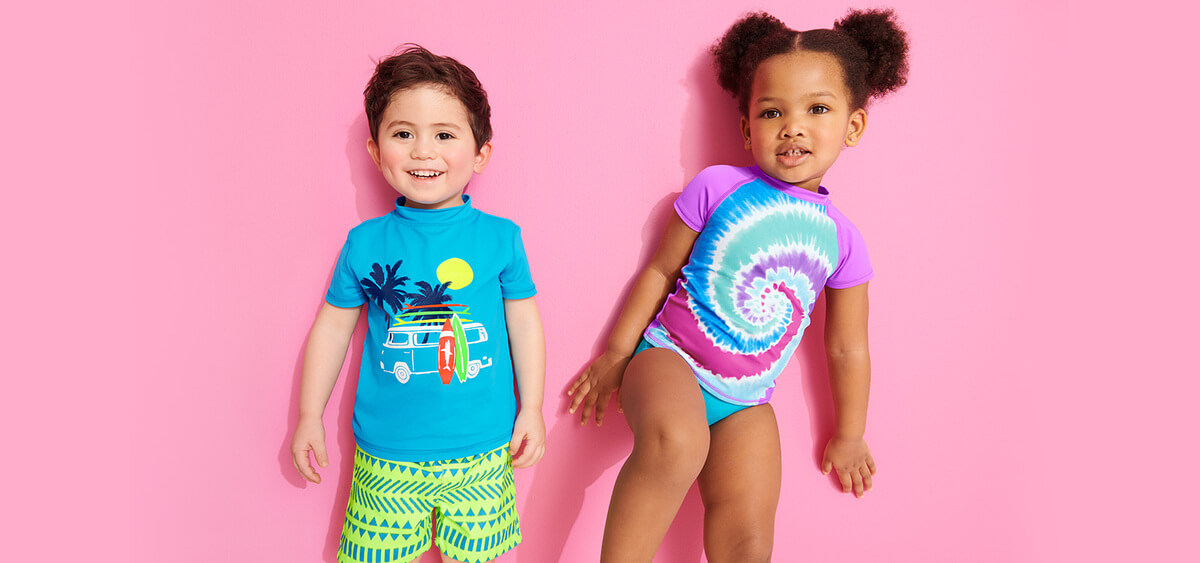 Baby/Toddler Boys Short Sleeve Round Neck Swimsuit Beach Wear Kids Rash Guard Sun Protection Swimwear 