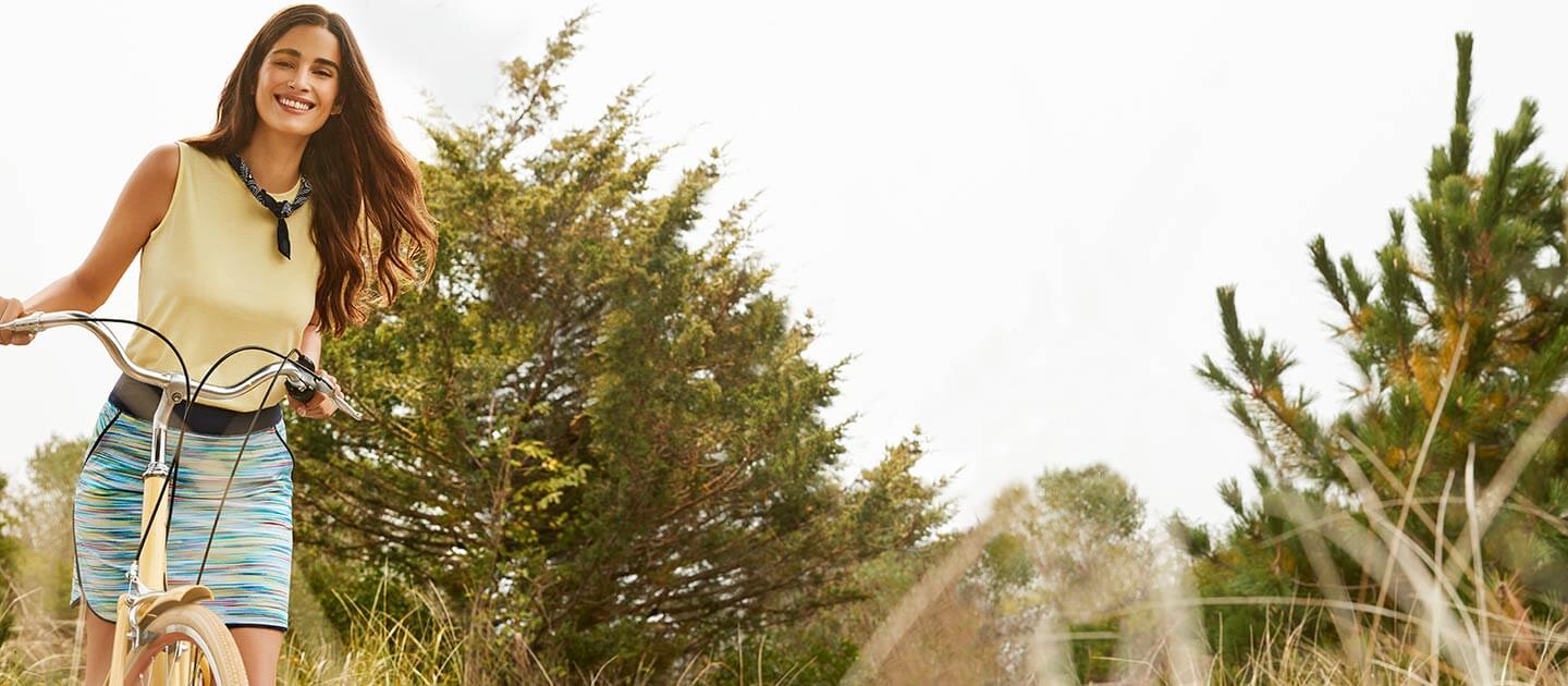 Woman wearing tank top and swim skort