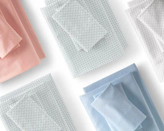 Stacks of bedsheets