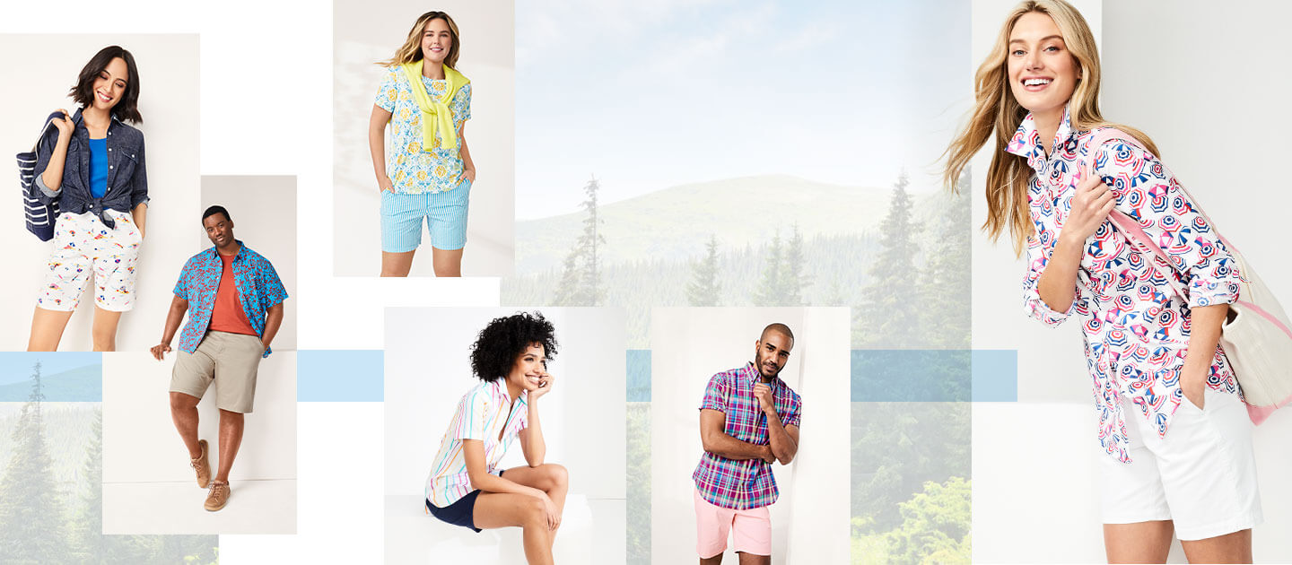 People wearing shorts and button down shirts