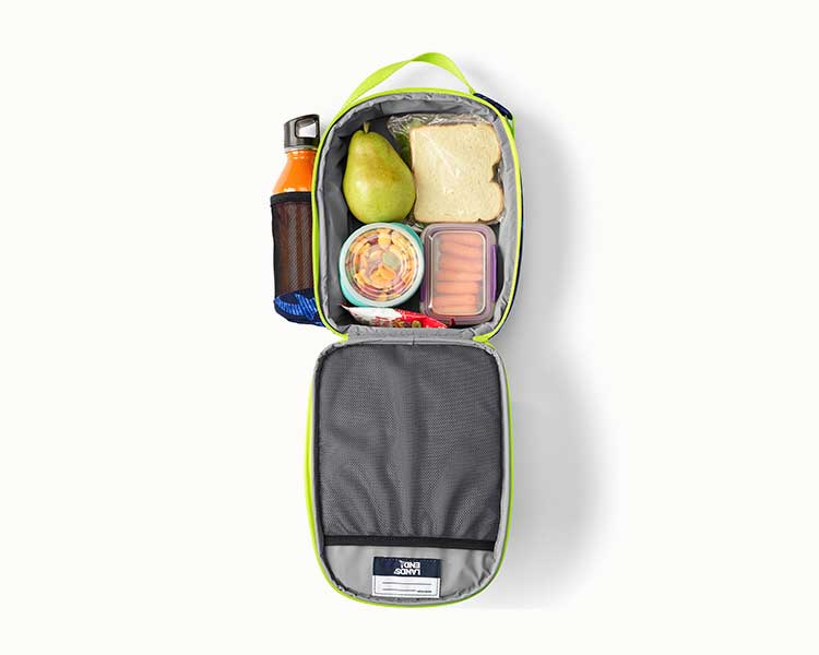 Inside of a soft-sided lunchbox