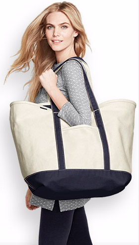 Lands End Heavy Canvas Tote With k Embroidered 