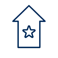 Icon of an upward-pointing arrow surrounding a star