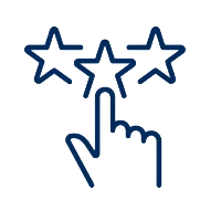 Icon of a hand touching stars
