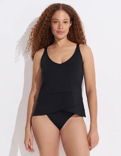 Woman wearing a full chest support swimsuit